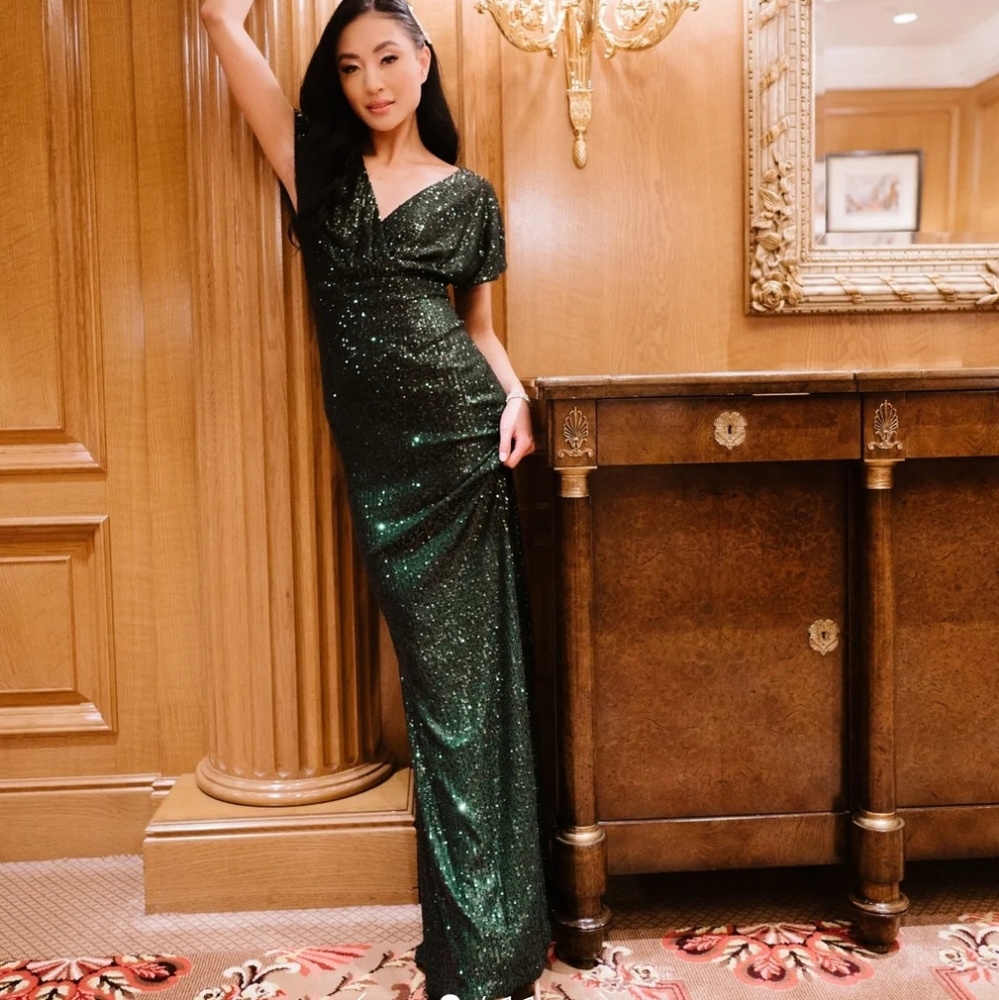 NWT Baltic Born Vienna Sequin Maxi Dress in Green Large